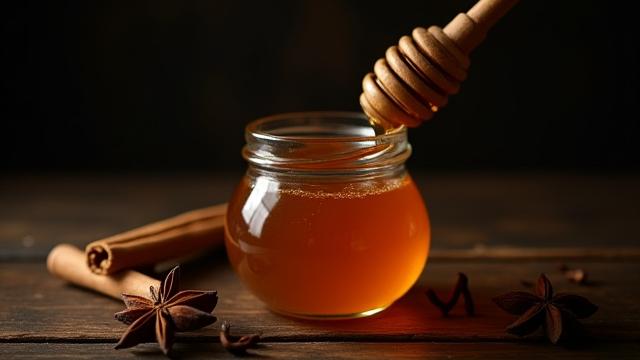 Jar of Medieval Spiced Honey with beeswax